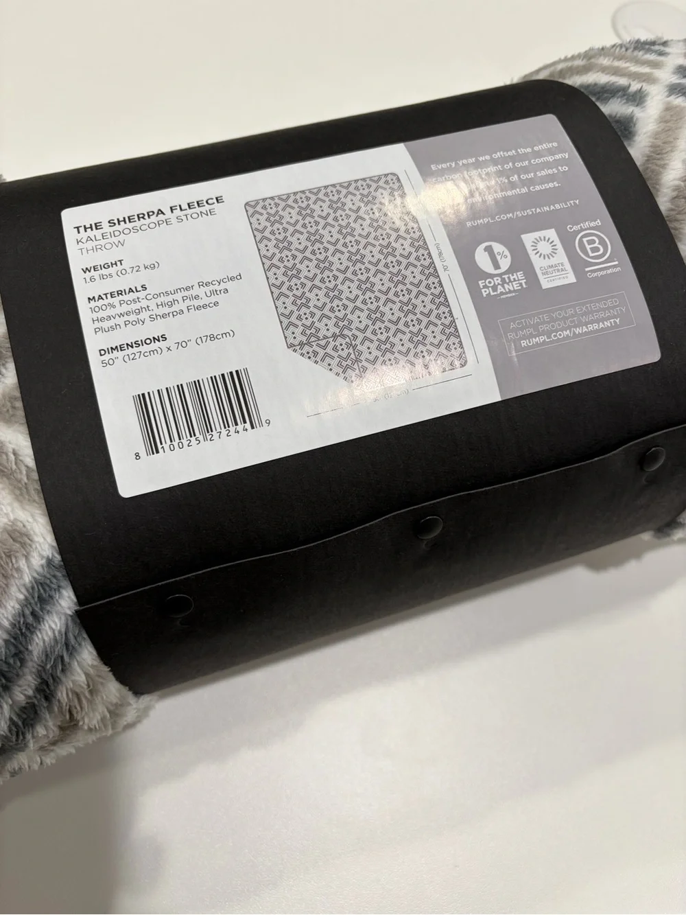 RUMPL The Sherpa Fleece Throw Blanket 50x70” Cabincore NWT Gray Pattern Cozy